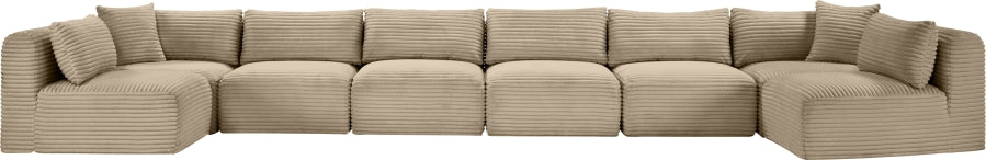 Meridian Furniture - Shaggy Corduroy Upholstered Modular Sectional - 641Taupe-Sec8B - GreatFurnitureDeal