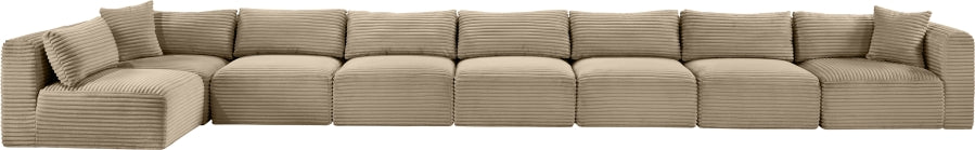 Meridian Furniture - Shaggy Corduroy Upholstered Modular Sectional - 641Taupe-Sec8C - GreatFurnitureDeal