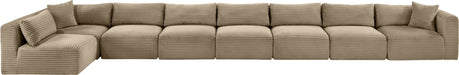 Meridian Furniture - Shaggy Corduroy Upholstered Modular Sectional - 641Taupe-Sec8C - GreatFurnitureDeal