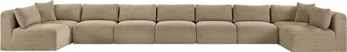 Meridian Furniture - Shaggy Corduroy Upholstered Modular Sectional - 641Taupe-Sec9A - GreatFurnitureDeal