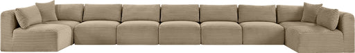 Meridian Furniture - Shaggy Corduroy Upholstered Modular Sectional - 641Taupe-Sec9A - GreatFurnitureDeal