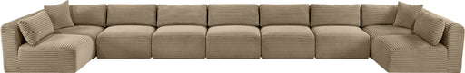 Meridian Furniture - Shaggy Corduroy Upholstered Modular Sectional - 641Taupe-Sec9A - GreatFurnitureDeal