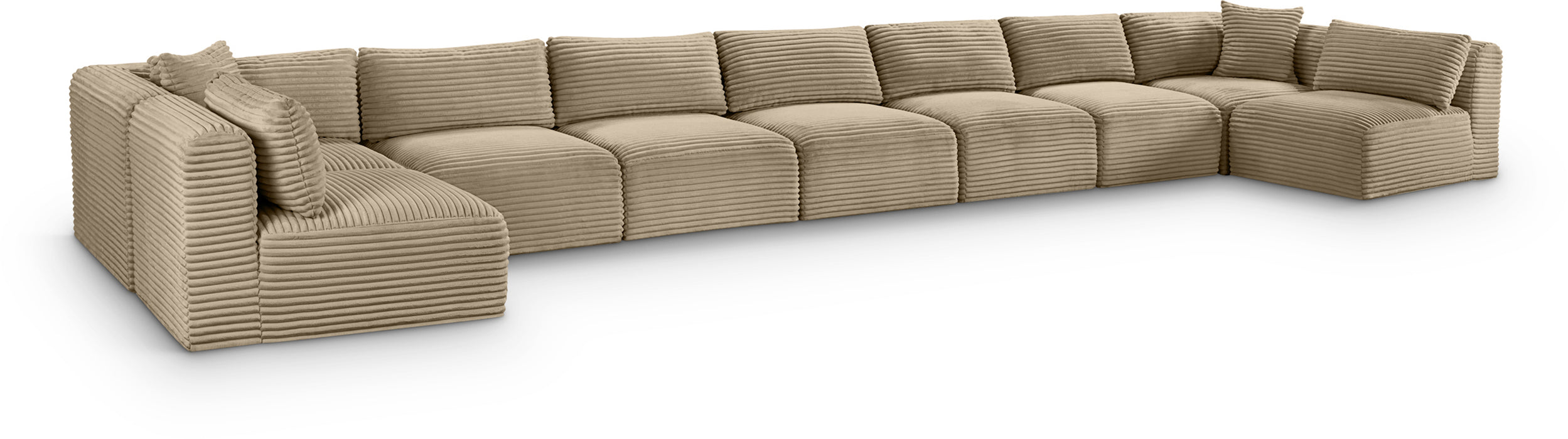 Meridian Furniture - Shaggy Corduroy Upholstered Modular Sectional - 641Taupe-Sec9A - GreatFurnitureDeal