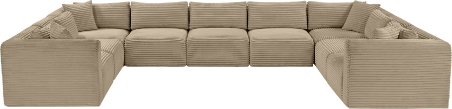 Meridian Furniture - Shaggy Corduroy Upholstered Modular Sectional - 641Taupe-Sec9B - GreatFurnitureDeal