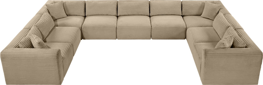 Meridian Furniture - Shaggy Corduroy Upholstered Modular Sectional - 641Taupe-Sec9B - GreatFurnitureDeal