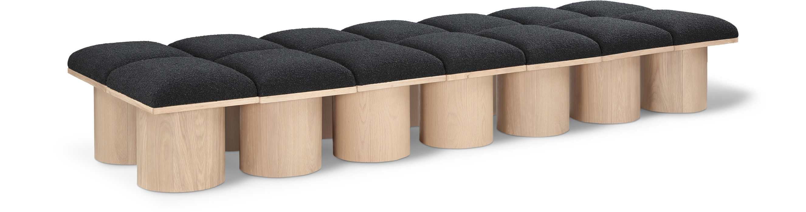 Meridian Furniture - Pavilion Black Boucle Fabric Upholstered 14pc. Bench - 465Black-14D - GreatFurnitureDeal