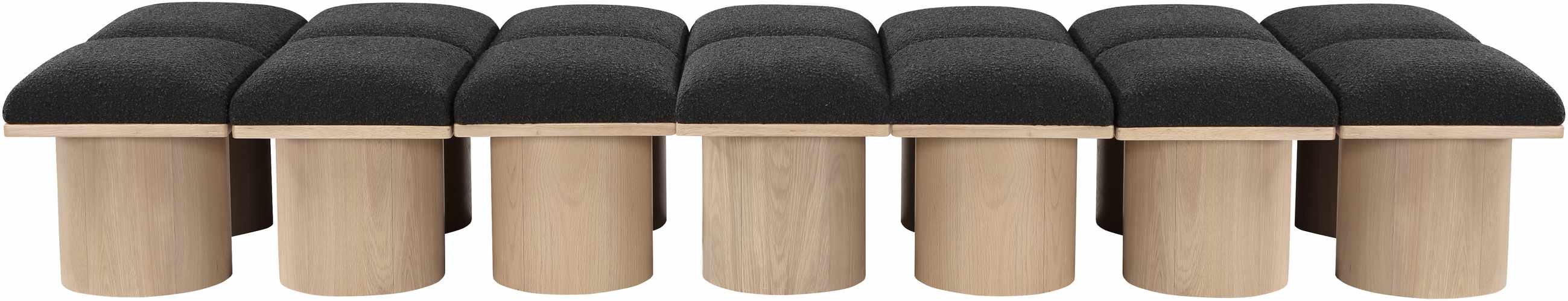 Meridian Furniture - Pavilion Black Boucle Fabric Upholstered 14pc. Bench - 465Black-14D - GreatFurnitureDeal