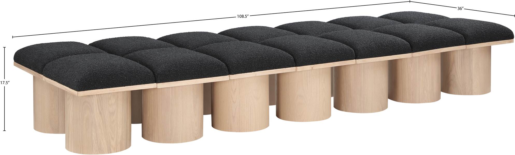Meridian Furniture - Pavilion Black Boucle Fabric Upholstered 14pc. Bench - 465Black-14D - GreatFurnitureDeal