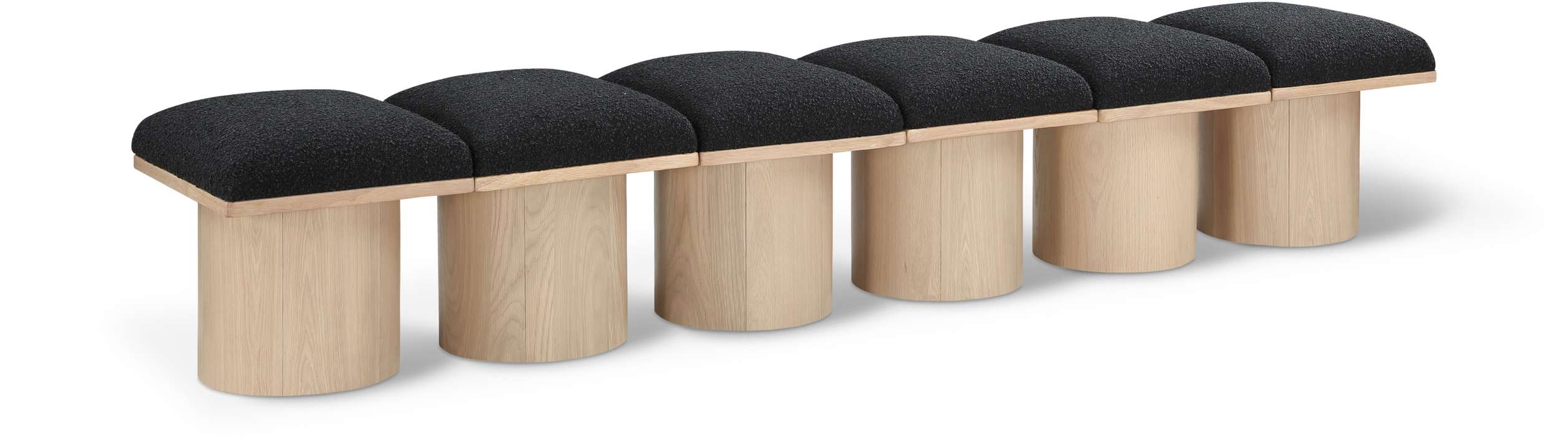 Meridian Furniture - Pavilion Black Boucle Fabric Upholstered 6pc. Bench - 465Black-6B - GreatFurnitureDeal
