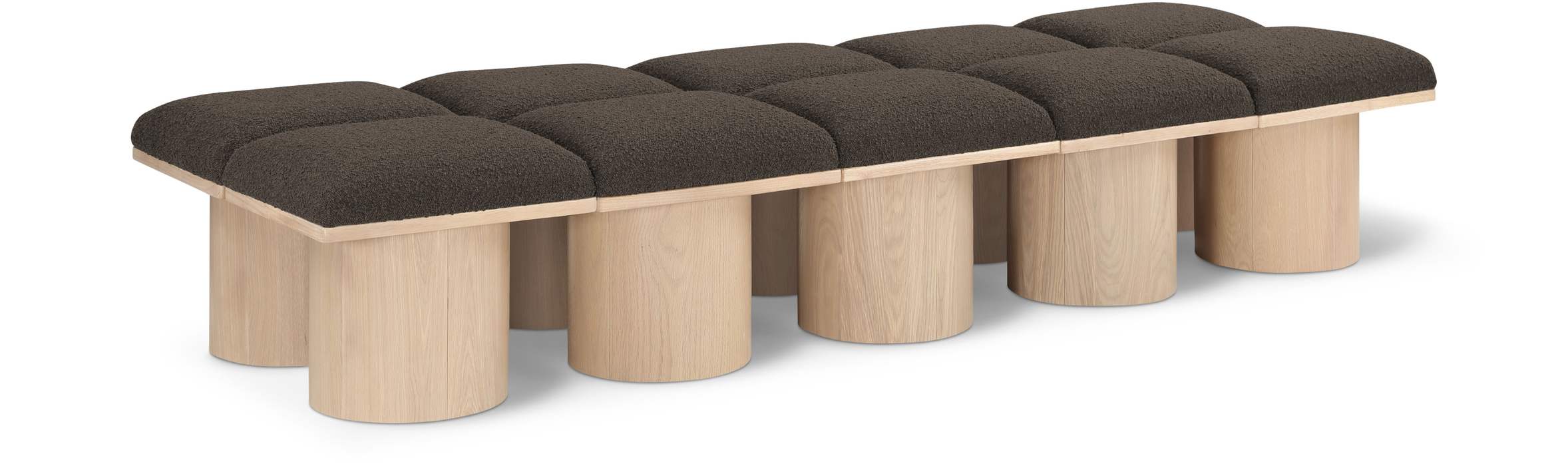Meridian Furniture - Pavilion Brown Boucle Fabric Upholstered 10pc. Bench - 465Brown-10C - GreatFurnitureDeal