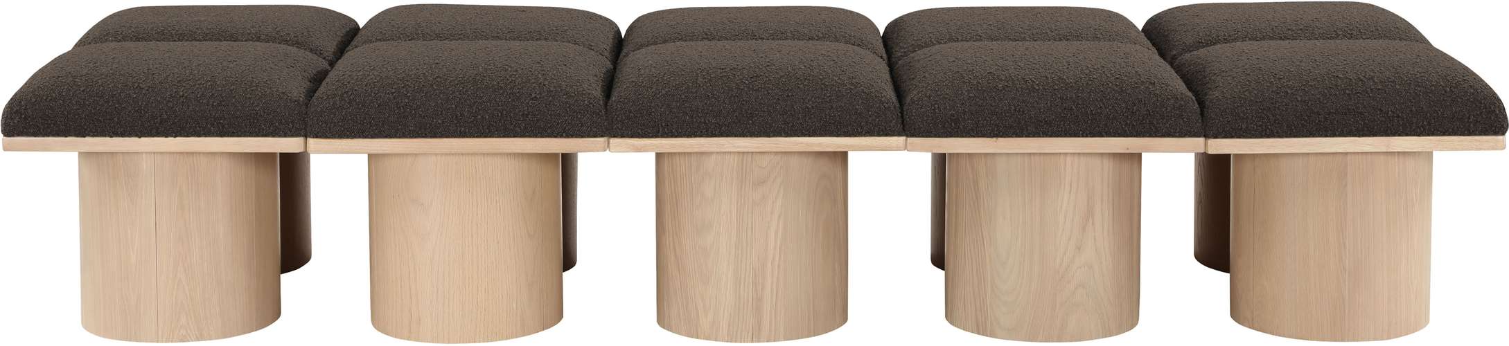 Meridian Furniture - Pavilion Brown Boucle Fabric Upholstered 10pc. Bench - 465Brown-10C - GreatFurnitureDeal