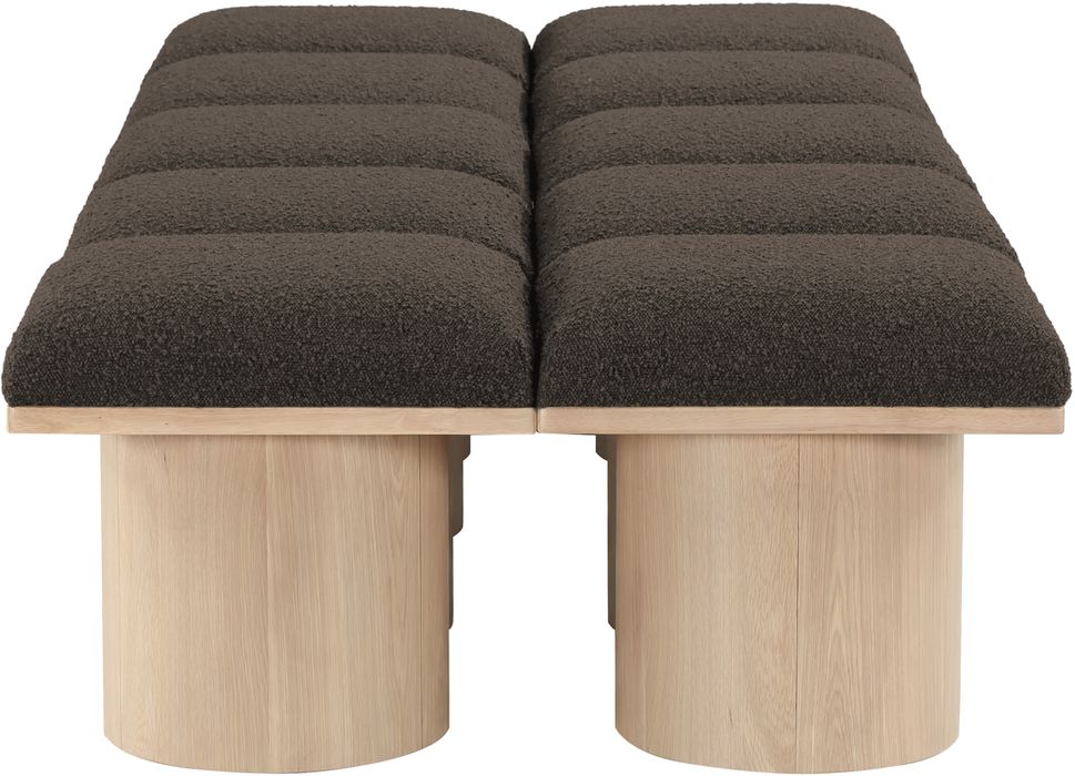 Meridian Furniture - Pavilion Brown Boucle Fabric Upholstered 10pc. Bench - 465Brown-10C - GreatFurnitureDeal