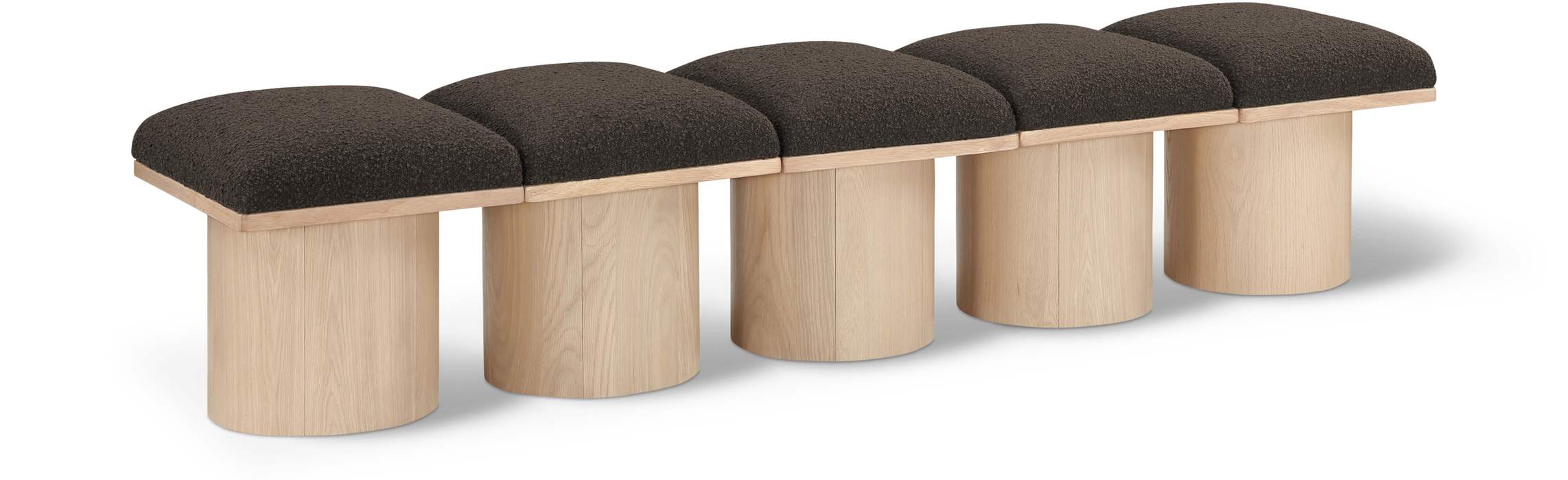 Meridian Furniture - Pavilion Brown Boucle Fabric Upholstered 5pc. Bench - 465Brown-5B - GreatFurnitureDeal