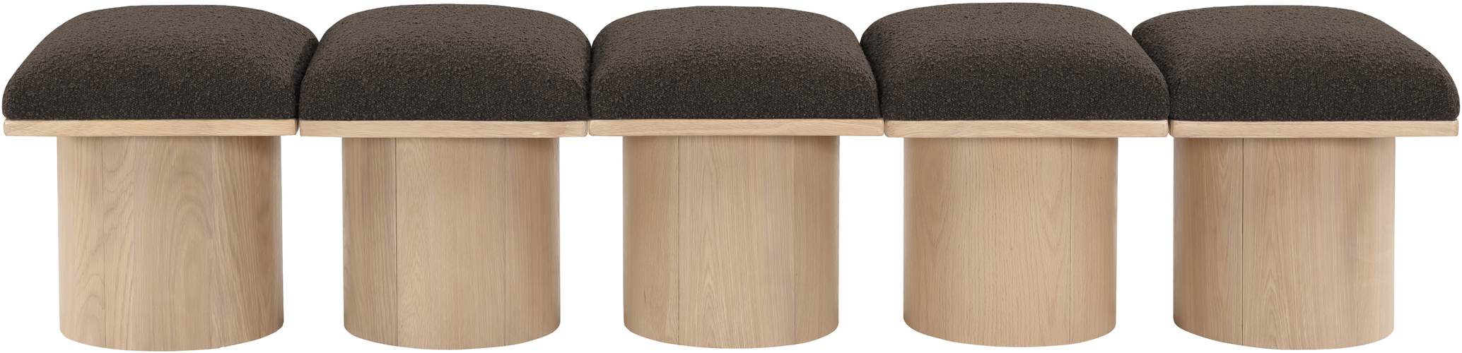 Meridian Furniture - Pavilion Brown Boucle Fabric Upholstered 5pc. Bench - 465Brown-5B - GreatFurnitureDeal