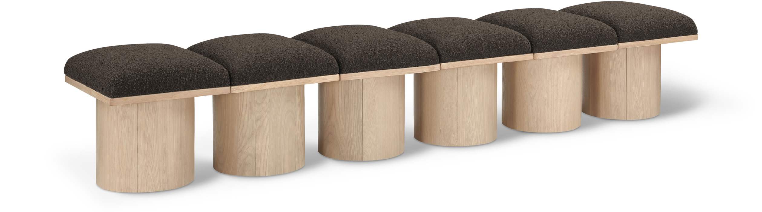 Meridian Furniture - Pavilion Brown Boucle Fabric Upholstered 6pc. Bench - 465Brown-6B - GreatFurnitureDeal