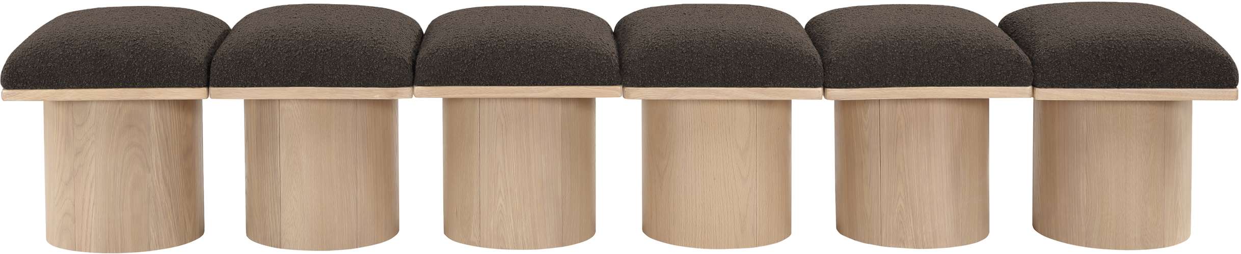 Meridian Furniture - Pavilion Brown Boucle Fabric Upholstered 6pc. Bench - 465Brown-6B - GreatFurnitureDeal