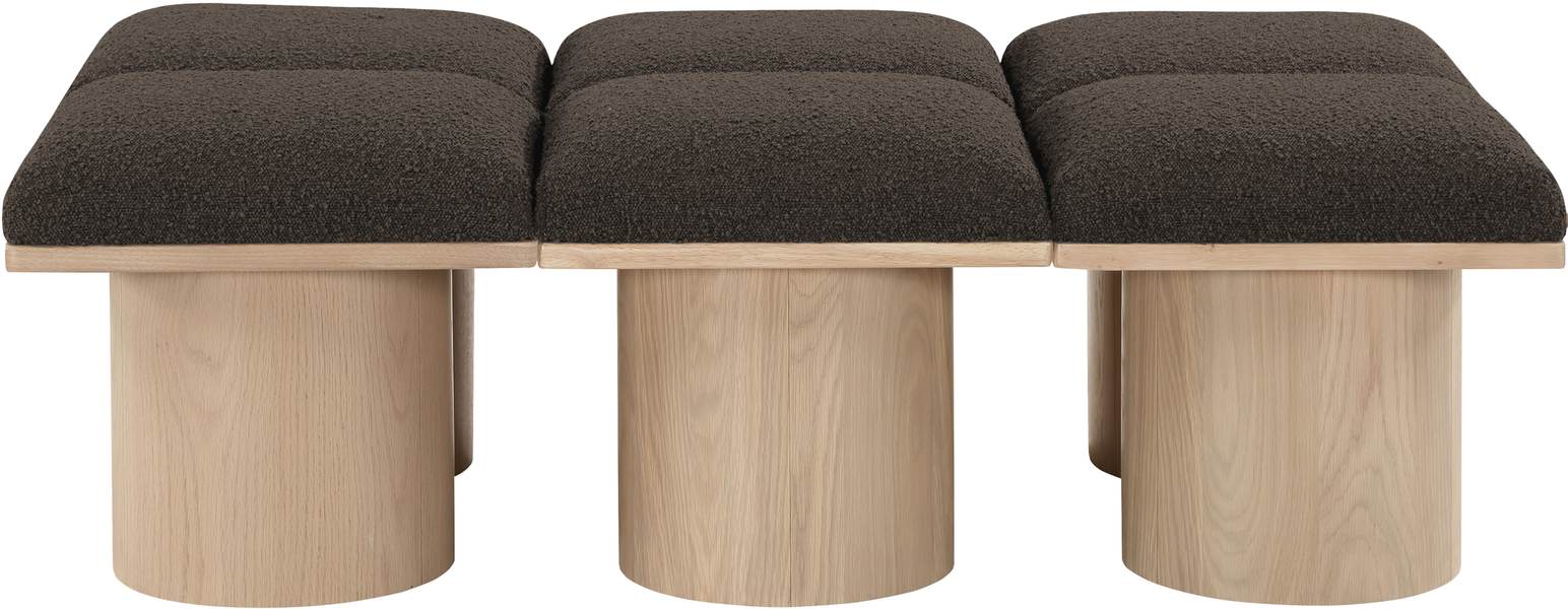 Meridian Furniture - Pavilion Brown Boucle Fabric Upholstered 6pc. Bench - 465Brown-6C - GreatFurnitureDeal