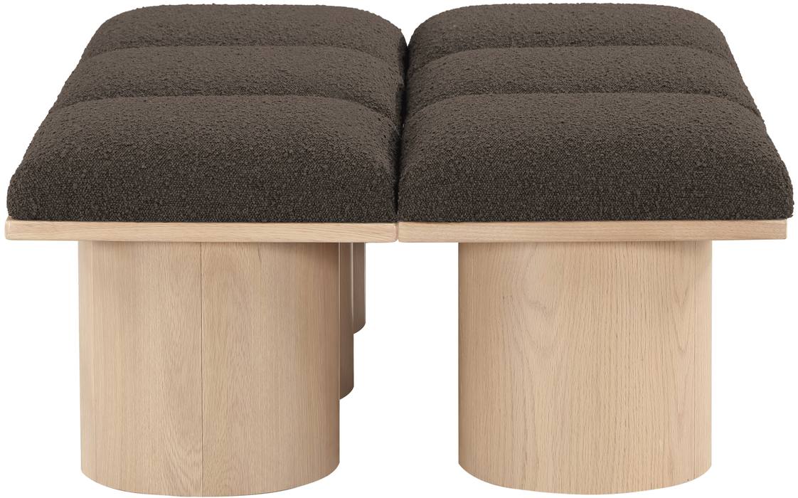 Meridian Furniture - Pavilion Brown Boucle Fabric Upholstered 6pc. Bench - 465Brown-6C - GreatFurnitureDeal