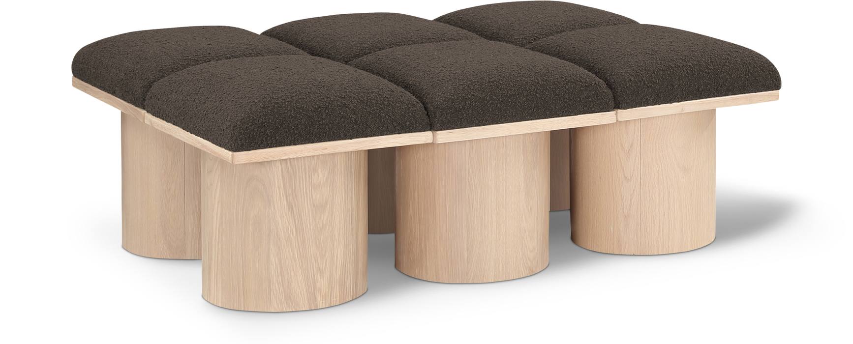 Meridian Furniture - Pavilion Brown Boucle Fabric Upholstered 6pc. Bench - 465Brown-6D - GreatFurnitureDeal