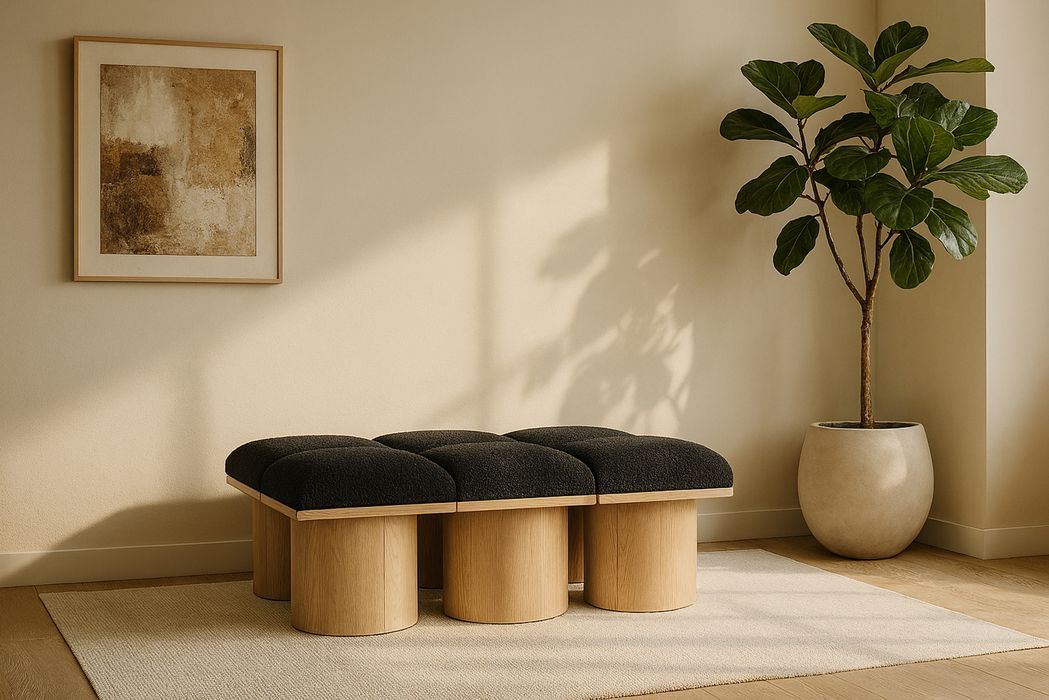 Meridian Furniture - Pavilion Brown Boucle Fabric Upholstered 6pc. Bench - 465Brown-6D - GreatFurnitureDeal