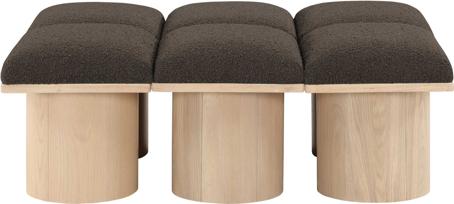 Meridian Furniture - Pavilion Brown Boucle Fabric Upholstered 6pc. Bench - 465Brown-6D - GreatFurnitureDeal