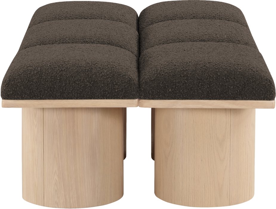 Meridian Furniture - Pavilion Brown Boucle Fabric Upholstered 6pc. Bench - 465Brown-6D - GreatFurnitureDeal