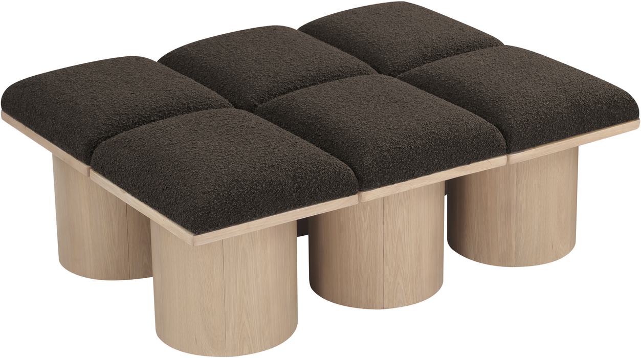 Meridian Furniture - Pavilion Brown Boucle Fabric Upholstered 6pc. Bench - 465Brown-6D - GreatFurnitureDeal