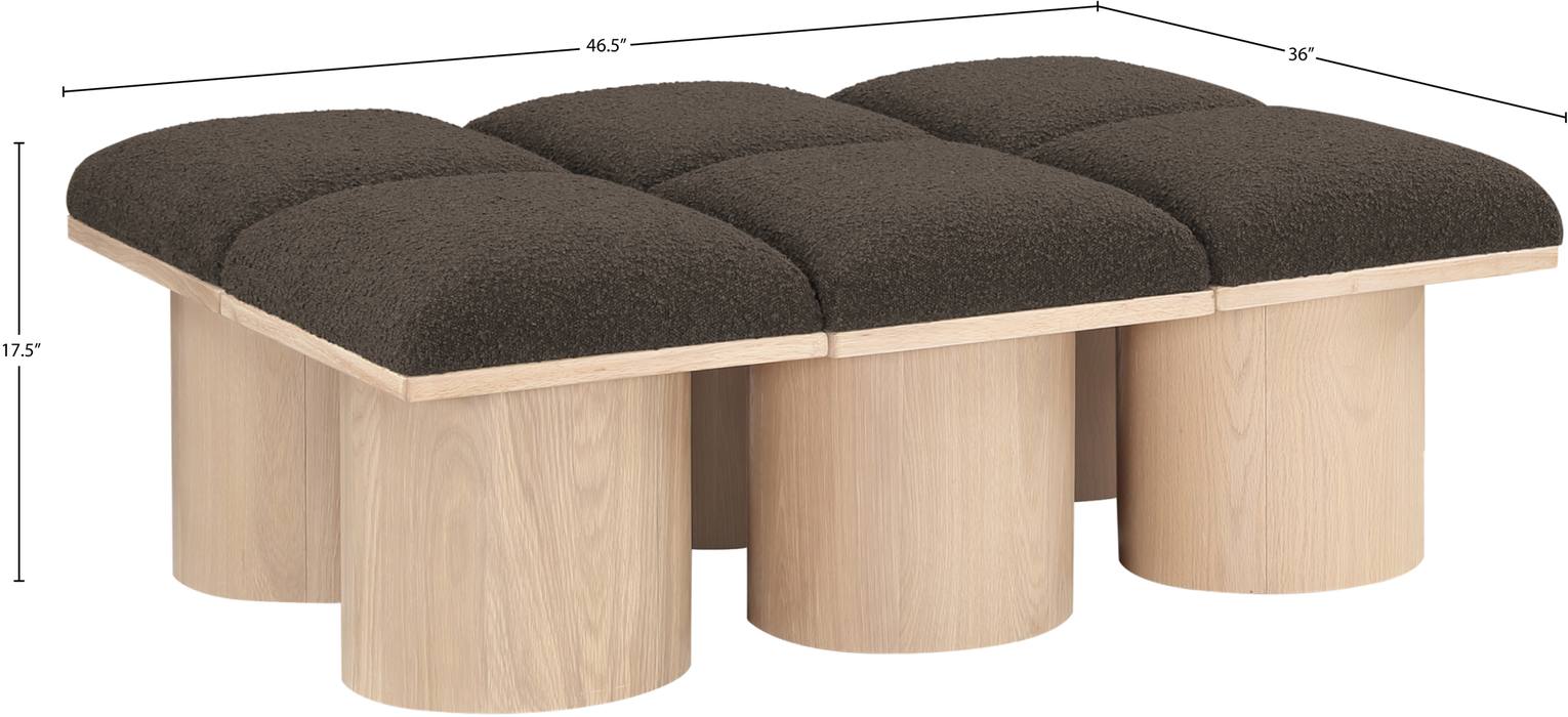 Meridian Furniture - Pavilion Brown Boucle Fabric Upholstered 6pc. Bench - 465Brown-6D - GreatFurnitureDeal