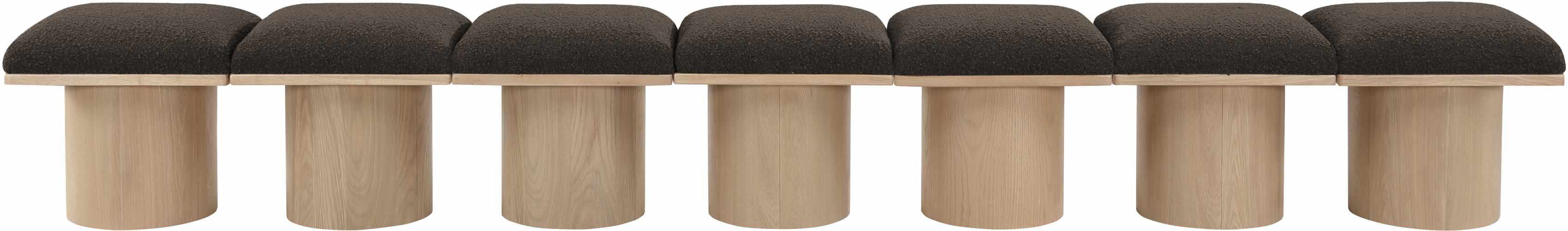 Meridian Furniture - Pavilion Brown Boucle Fabric Upholstered 7pc. Bench - 465Brown-7A - GreatFurnitureDeal