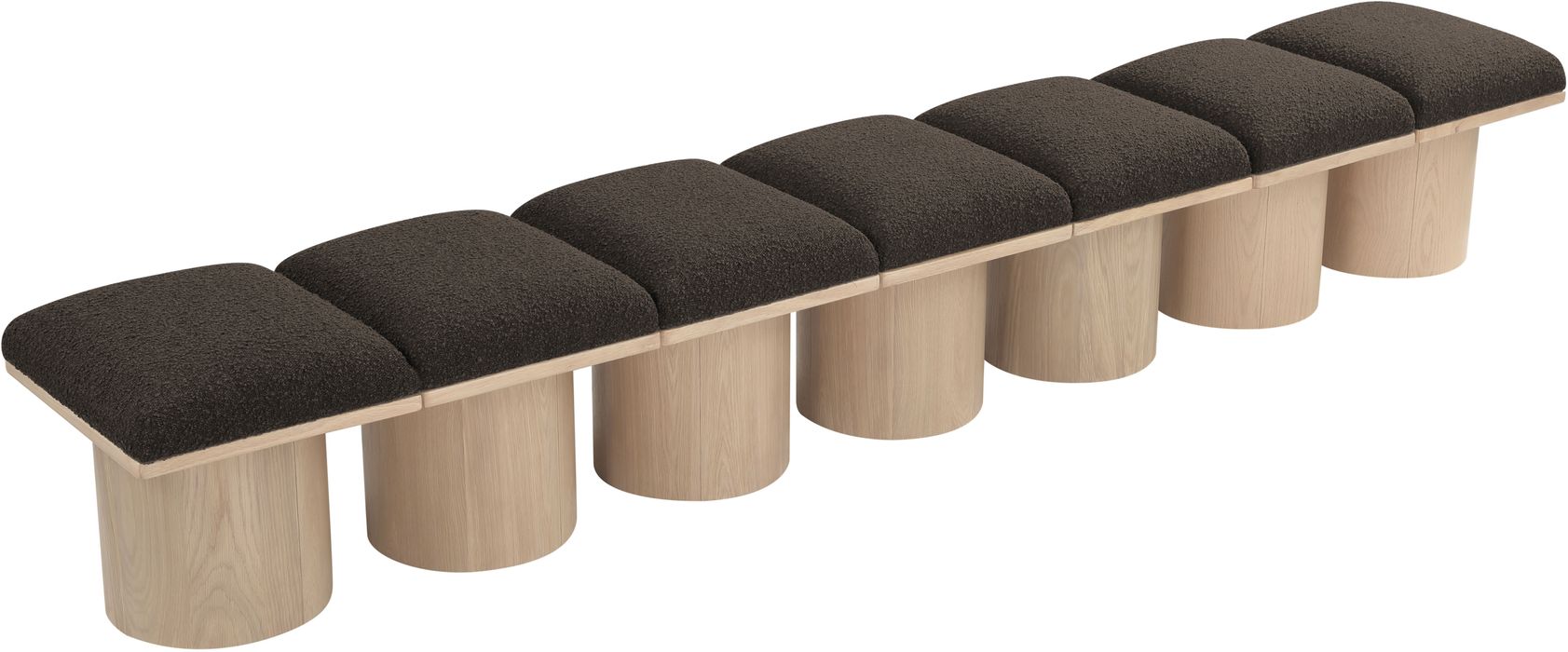 Meridian Furniture - Pavilion Brown Boucle Fabric Upholstered 7pc. Bench - 465Brown-7A - GreatFurnitureDeal