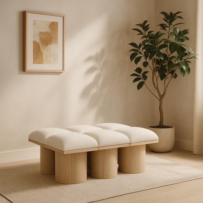 Meridian Furniture - Pavilion Cream Boucle Fabric Upholstered 6pc. Bench - 465Cream-6D - GreatFurnitureDeal