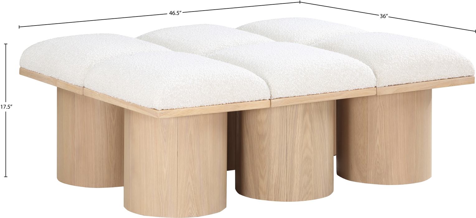 Meridian Furniture - Pavilion Cream Boucle Fabric Upholstered 6pc. Bench - 465Cream-6D - GreatFurnitureDeal