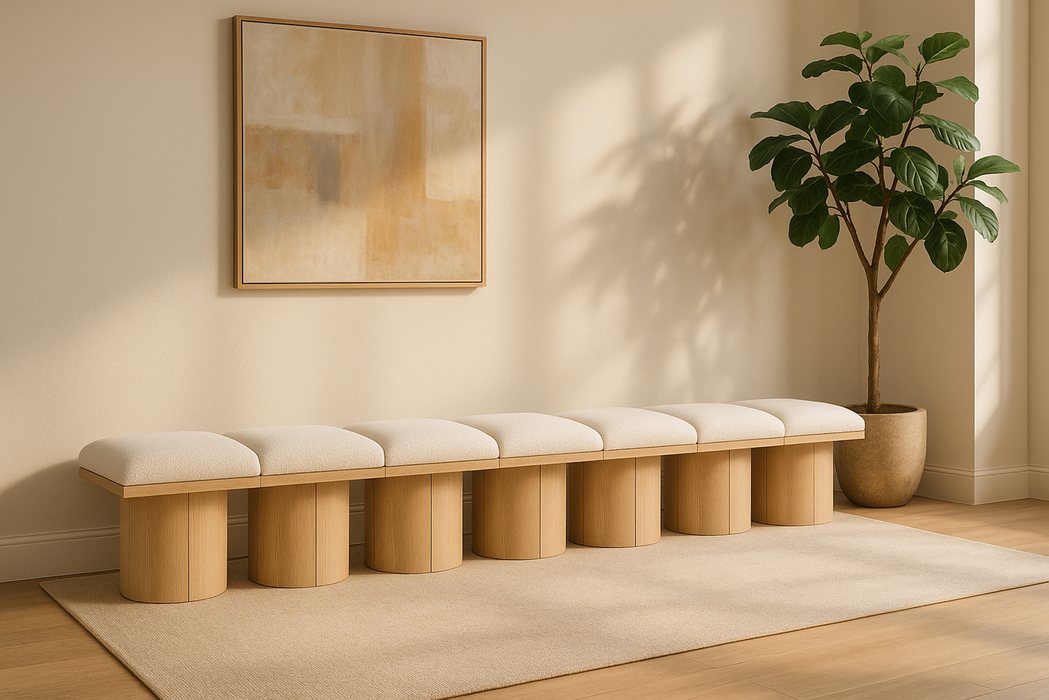 Meridian Furniture - Pavilion Cream Boucle Fabric Upholstered 7pc. Bench - 465Cream-7A - GreatFurnitureDeal