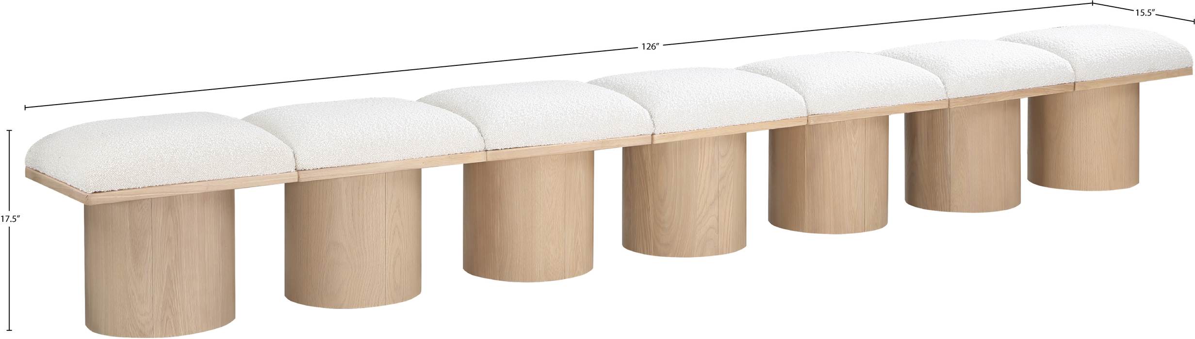 Meridian Furniture - Pavilion Cream Boucle Fabric Upholstered 7pc. Bench - 465Cream-7A - GreatFurnitureDeal