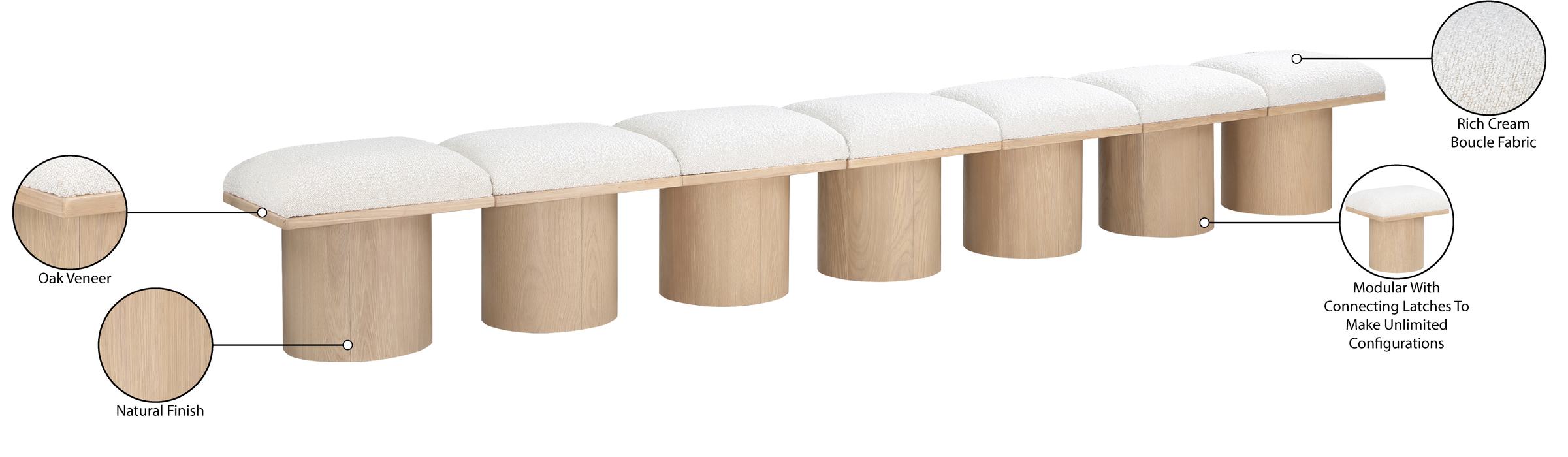 Meridian Furniture - Pavilion Cream Boucle Fabric Upholstered 7pc. Bench - 465Cream-7A - GreatFurnitureDeal