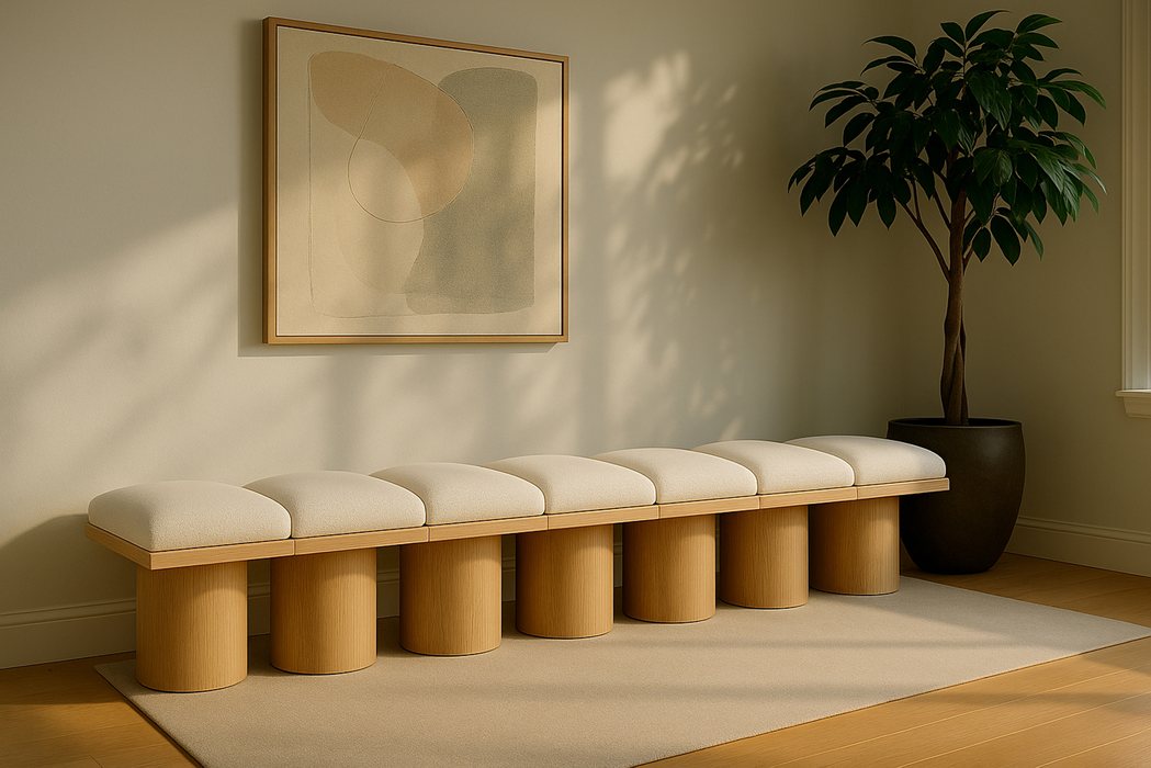 Meridian Furniture - Pavilion Cream Boucle Fabric Upholstered 7pc. Bench - 465Cream-7B - GreatFurnitureDeal