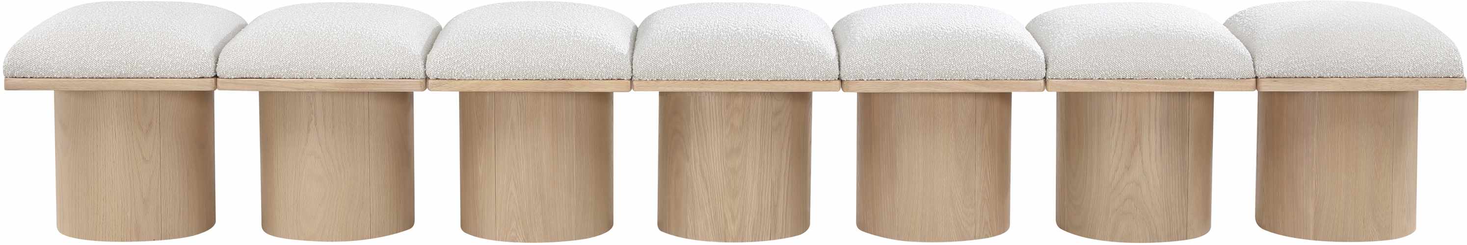 Meridian Furniture - Pavilion Cream Boucle Fabric Upholstered 7pc. Bench - 465Cream-7B - GreatFurnitureDeal