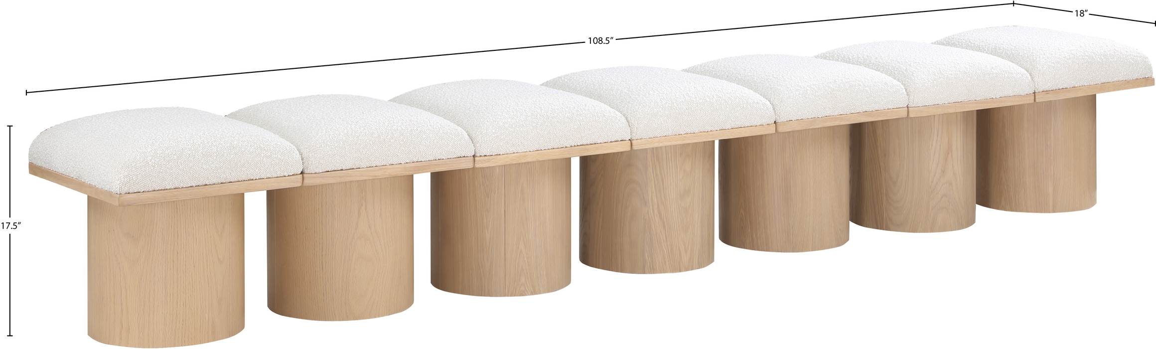 Meridian Furniture - Pavilion Cream Boucle Fabric Upholstered 7pc. Bench - 465Cream-7B - GreatFurnitureDeal