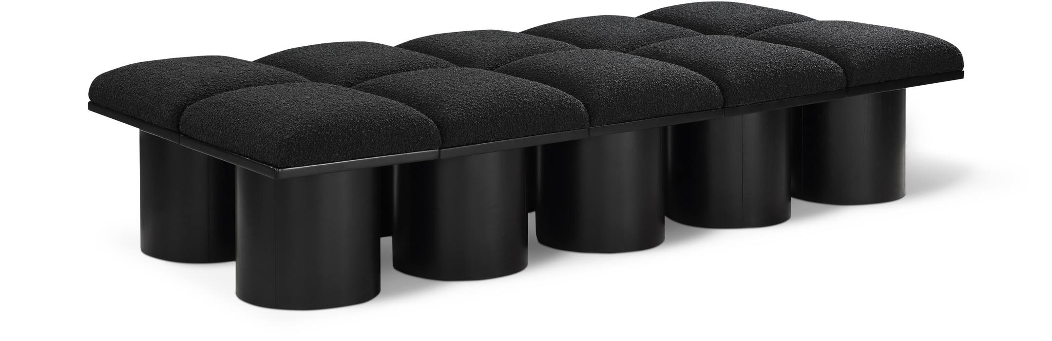Meridian Furniture - Pavilion Black Boucle Fabric Upholstered 10pc. Bench - 466Black-10D - GreatFurnitureDeal