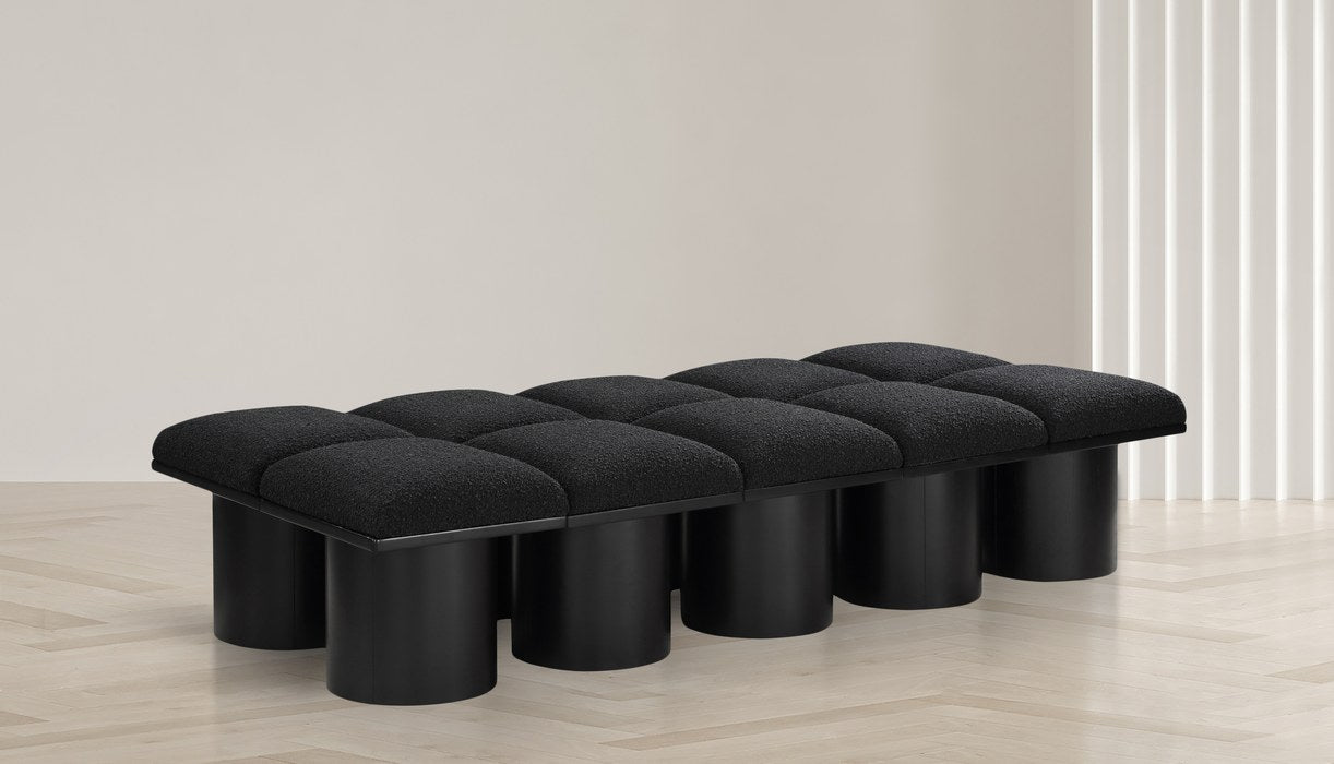 Meridian Furniture - Pavilion Black Boucle Fabric Upholstered 10pc. Bench - 466Black-10D - GreatFurnitureDeal