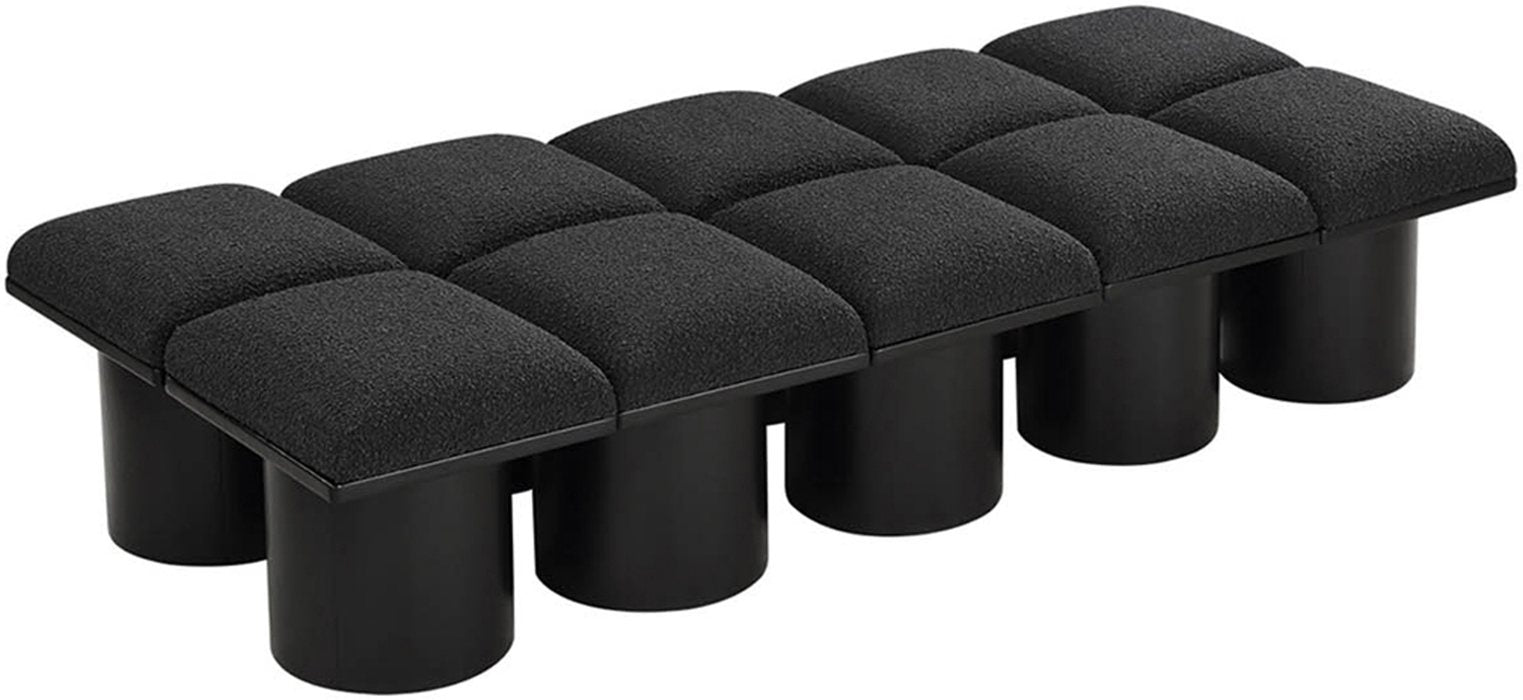Meridian Furniture - Pavilion Black Boucle Fabric Upholstered 10pc. Bench - 466Black-10D - GreatFurnitureDeal