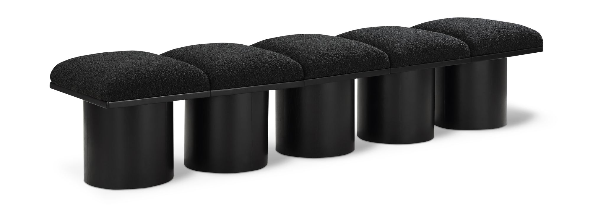 Meridian Furniture - Pavilion Black Boucle Fabric Upholstered 5pc. Bench - 466Black-5B - GreatFurnitureDeal