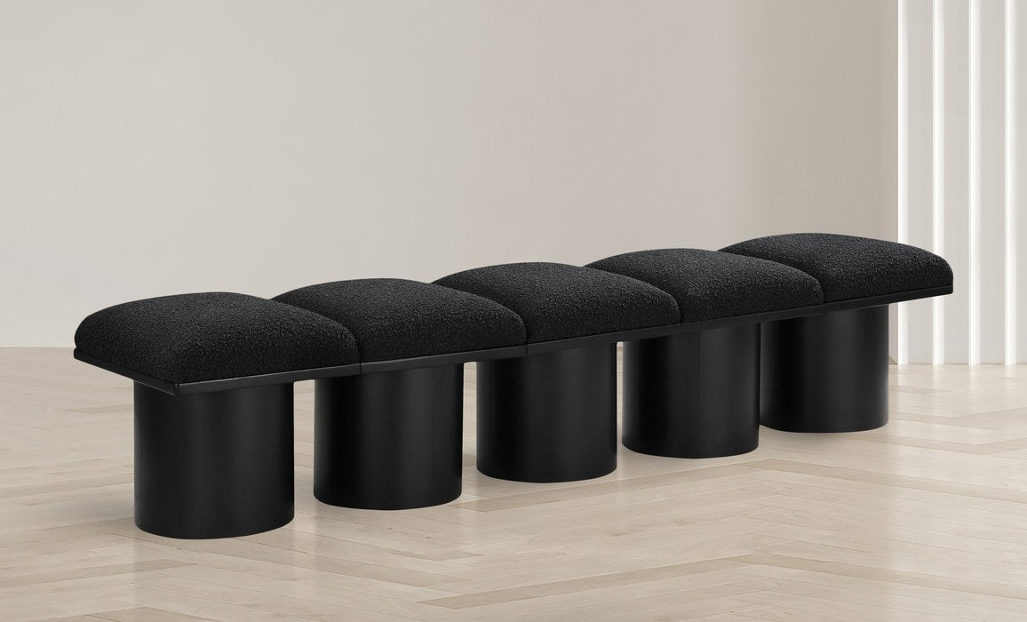Meridian Furniture - Pavilion Black Boucle Fabric Upholstered 5pc. Bench - 466Black-5B - GreatFurnitureDeal