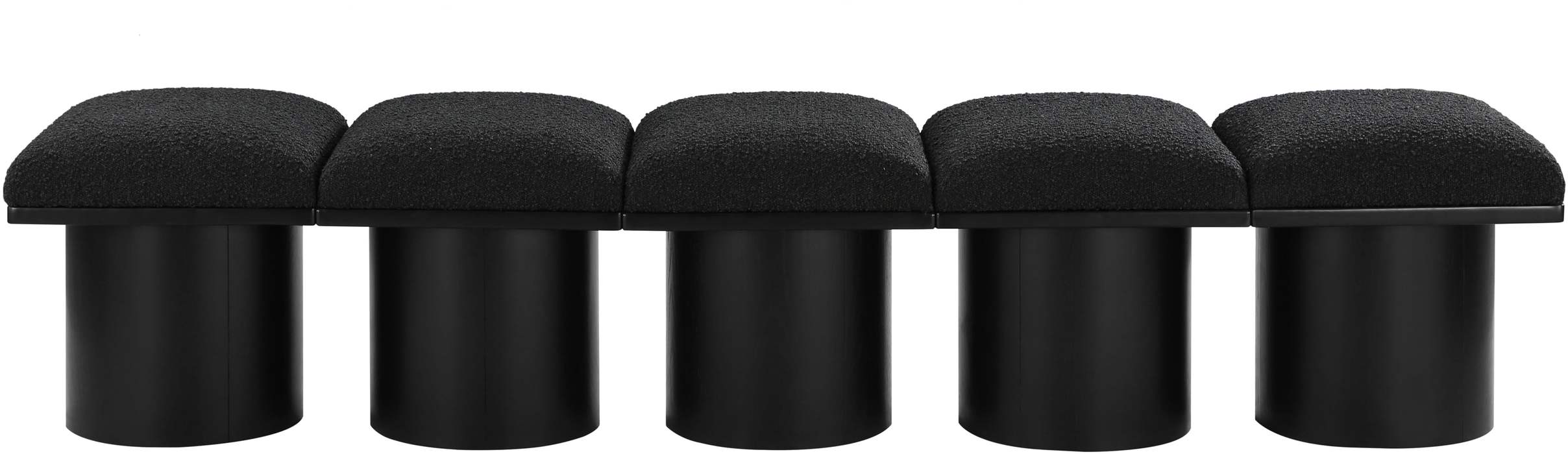 Meridian Furniture - Pavilion Black Boucle Fabric Upholstered 5pc. Bench - 466Black-5B - GreatFurnitureDeal