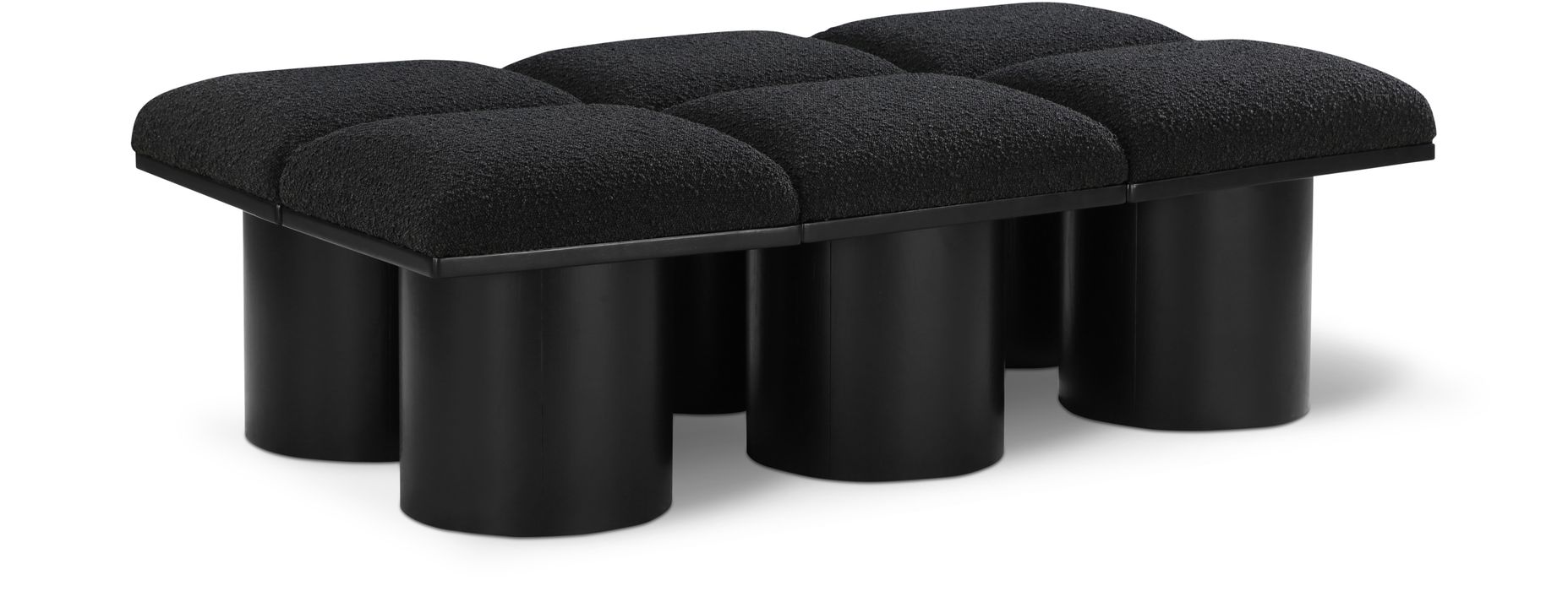 Meridian Furniture - Pavilion Black Boucle Fabric Upholstered 6pc. Bench - 466Black-6C - GreatFurnitureDeal