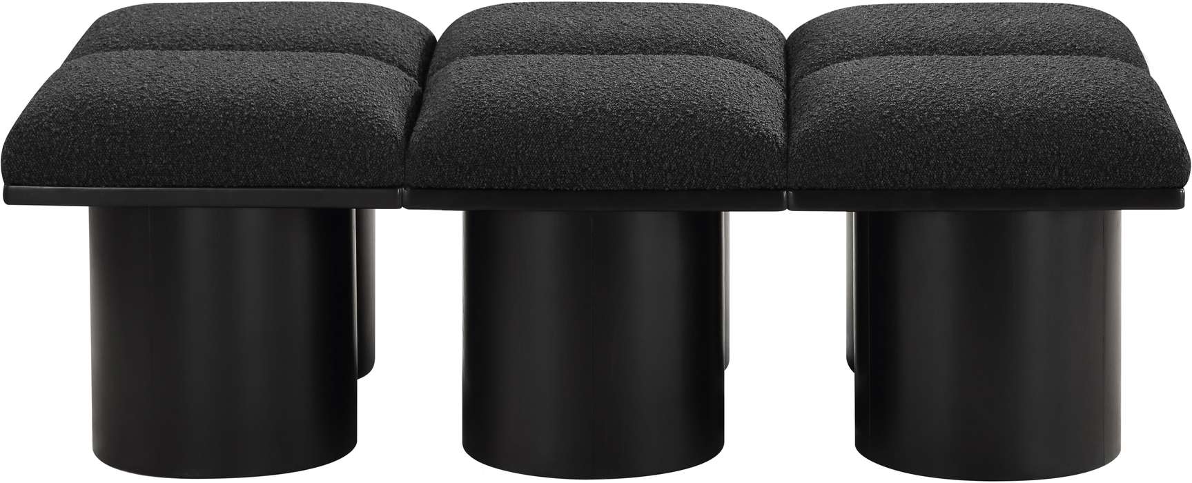 Meridian Furniture - Pavilion Black Boucle Fabric Upholstered 6pc. Bench - 466Black-6C - GreatFurnitureDeal