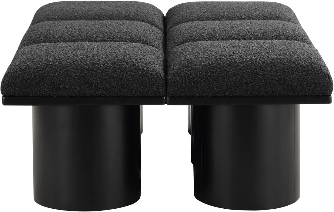Meridian Furniture - Pavilion Black Boucle Fabric Upholstered 6pc. Bench - 466Black-6C - GreatFurnitureDeal