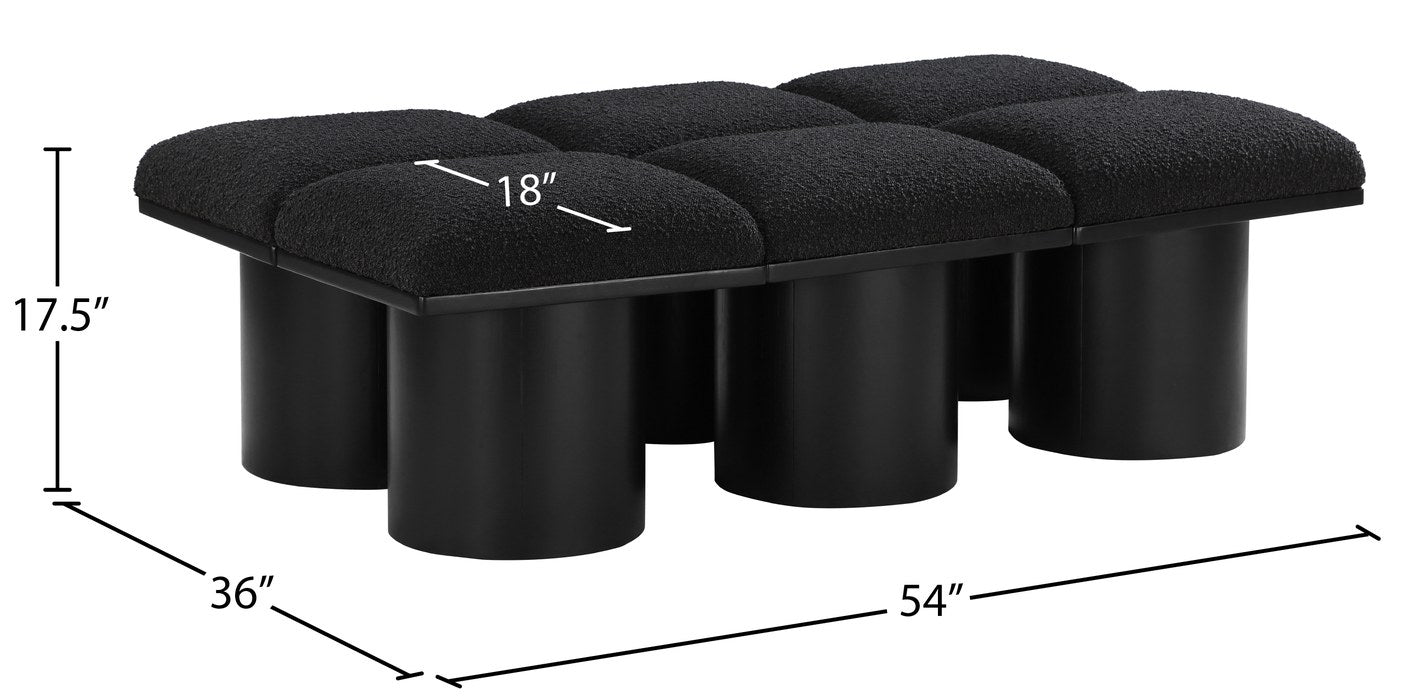 Meridian Furniture - Pavilion Black Boucle Fabric Upholstered 6pc. Bench - 466Black-6C - GreatFurnitureDeal