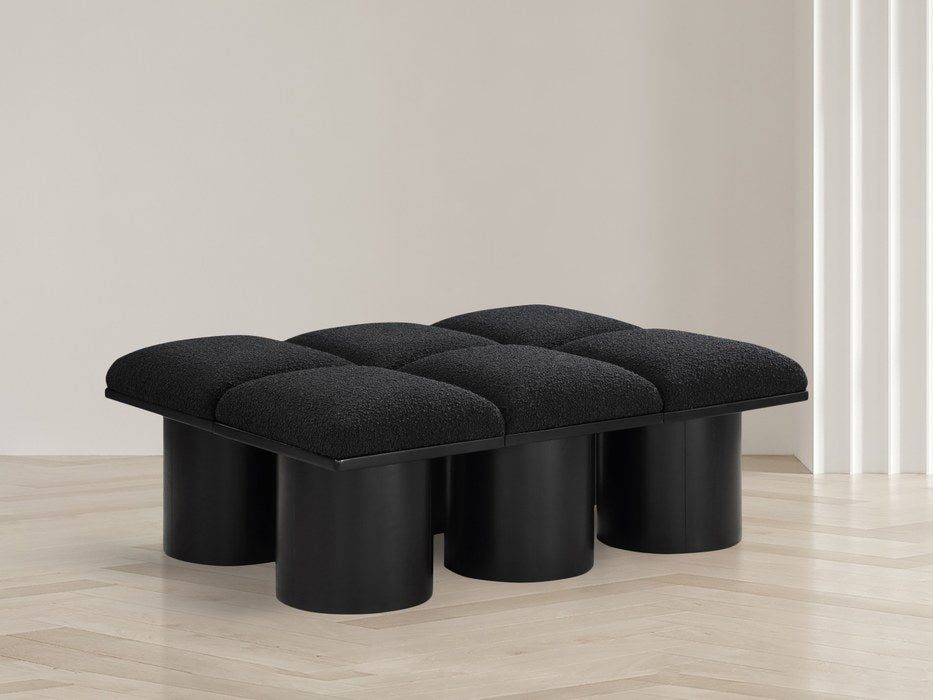 Meridian Furniture - Pavilion Black Boucle Fabric Upholstered 6pc. Bench - 466Black-6D - GreatFurnitureDeal