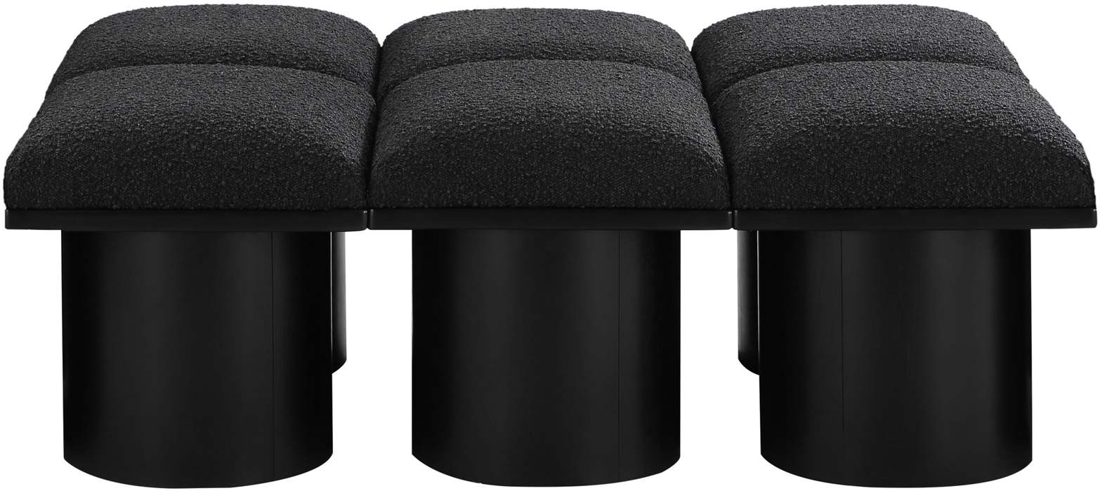Meridian Furniture - Pavilion Black Boucle Fabric Upholstered 6pc. Bench - 466Black-6D - GreatFurnitureDeal